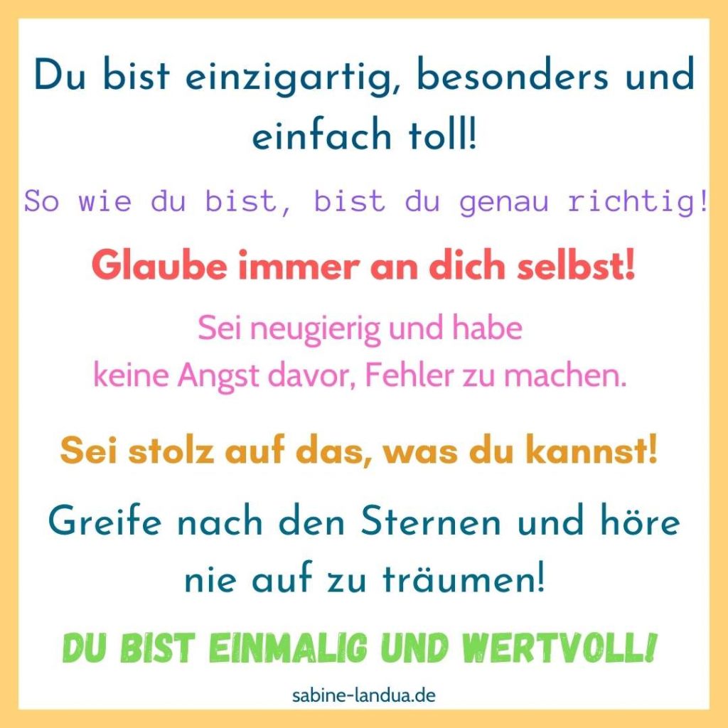 Auswahl an stärkenden Sätzen für Kinder und Jugendliche