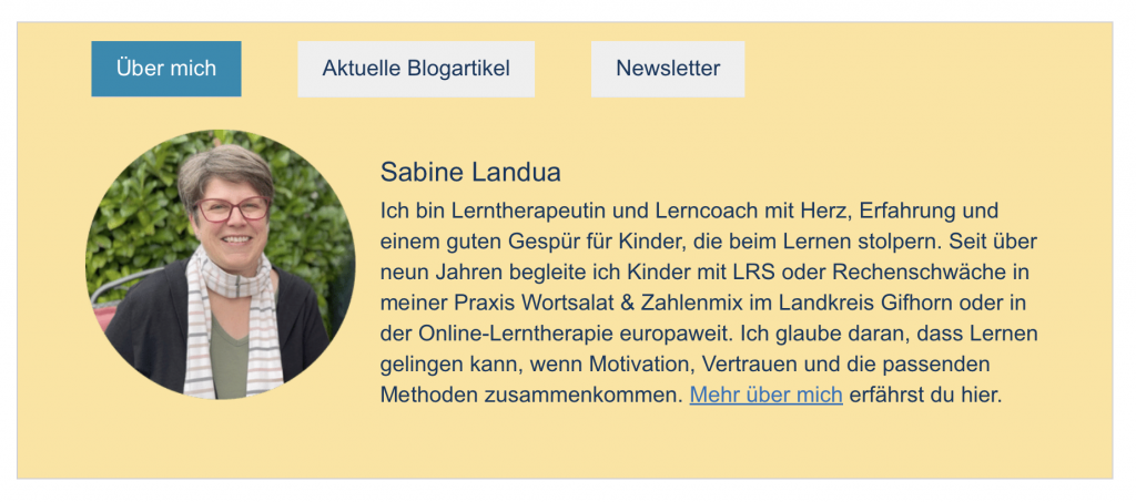 Screenshot der Autorenbox von Sabine Landua