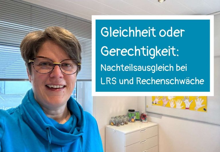 Sabine Landua in ihrer Lerntherapiepraxis, Text: Gleichkeit oder Gerechtigkeit: Nachteilsausgleich bei LRS und Rechenschwäche