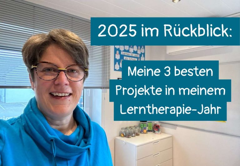 Sabine Landua in ihrer Lerntherapiepraxis, Text: 2025 im Rückblick: Meine 3 besten Projekte in meinem Lerntherapie-Jahr