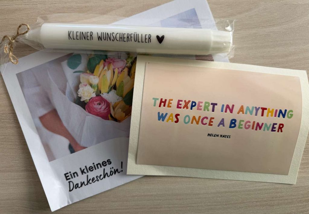 Dankeschönpaket mit Kerze, Gutschein und Karte